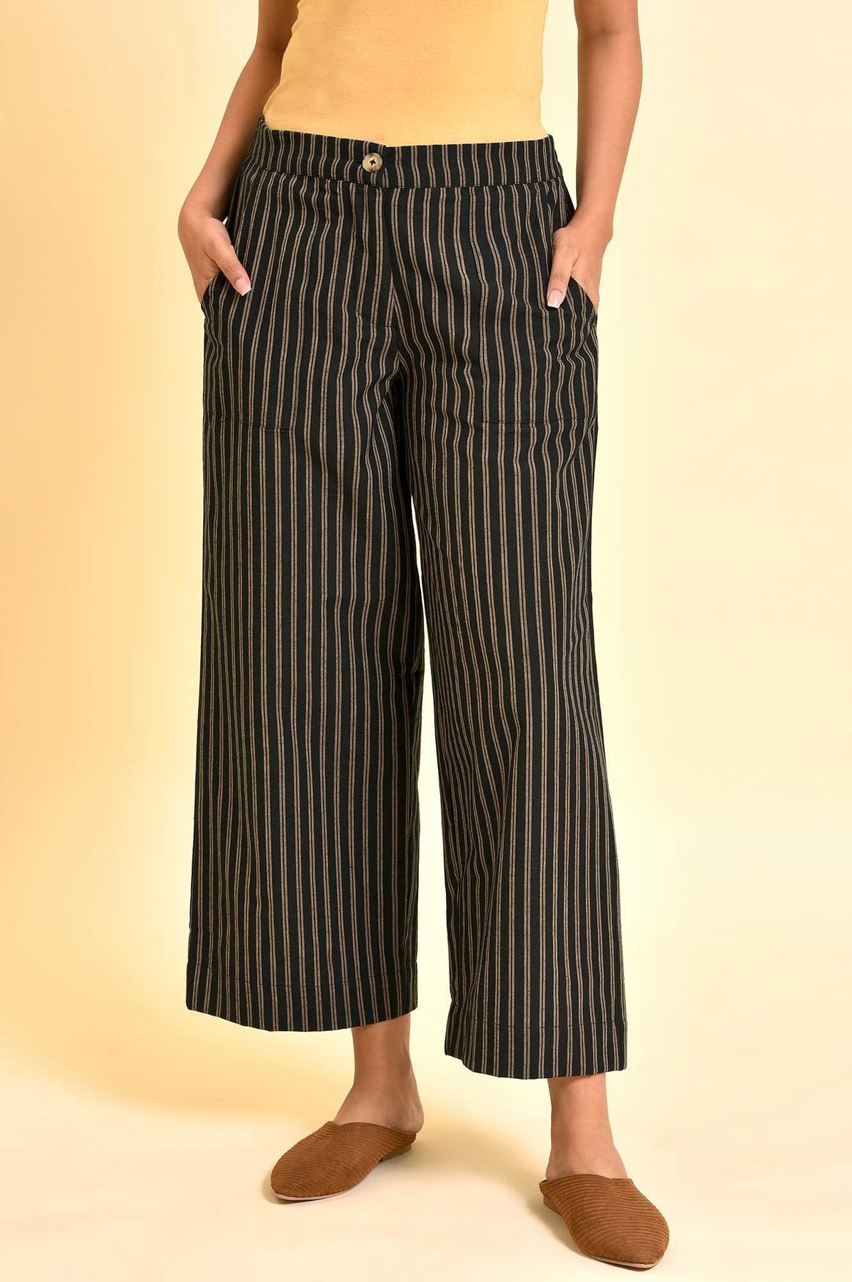 Black Striper Parallel Pants - XS