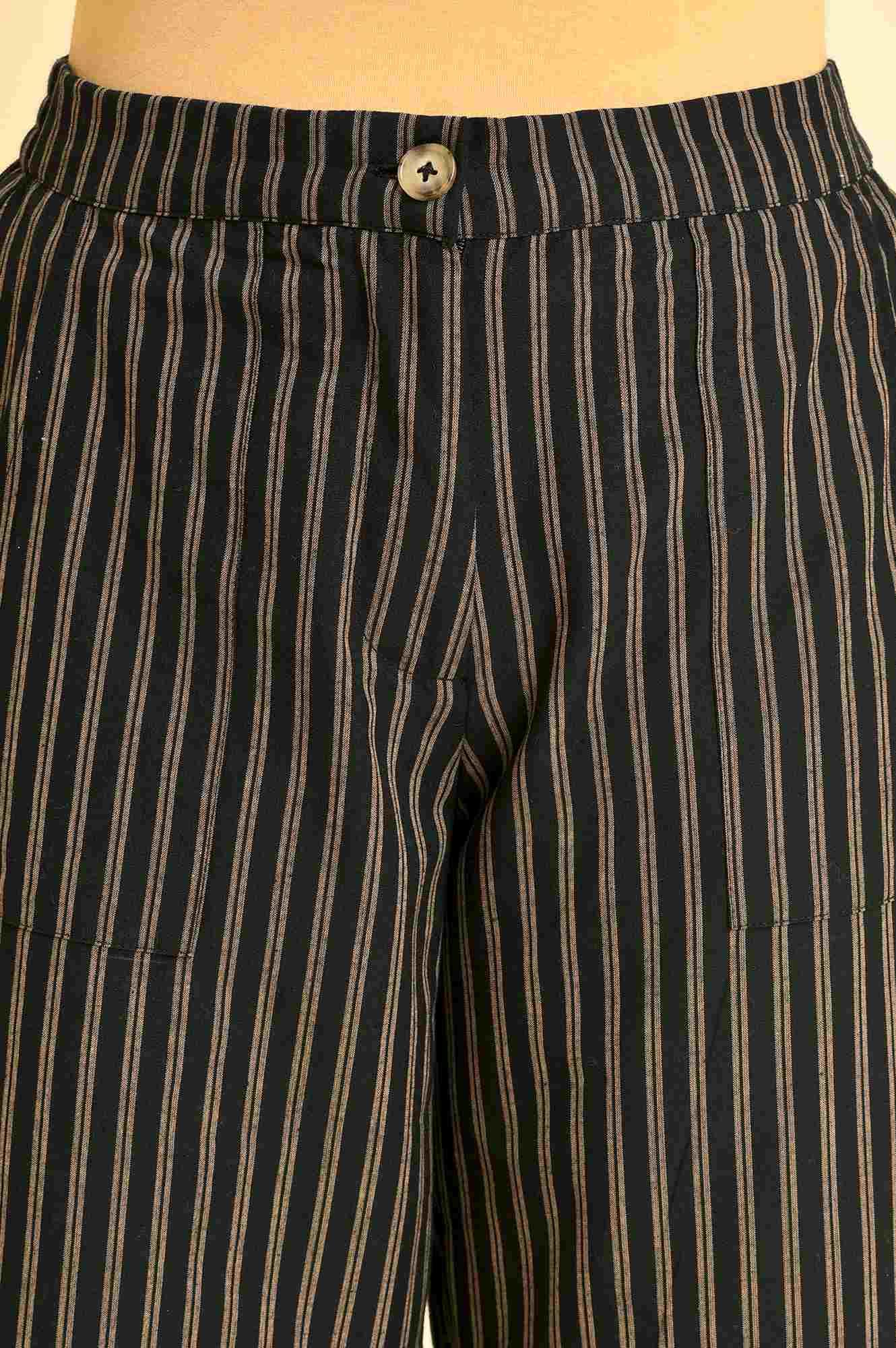 Black Striper Parallel Pants - wforwoman