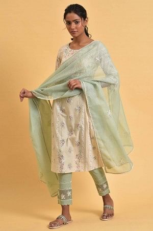Cameo Green Kota Dupatta - FS