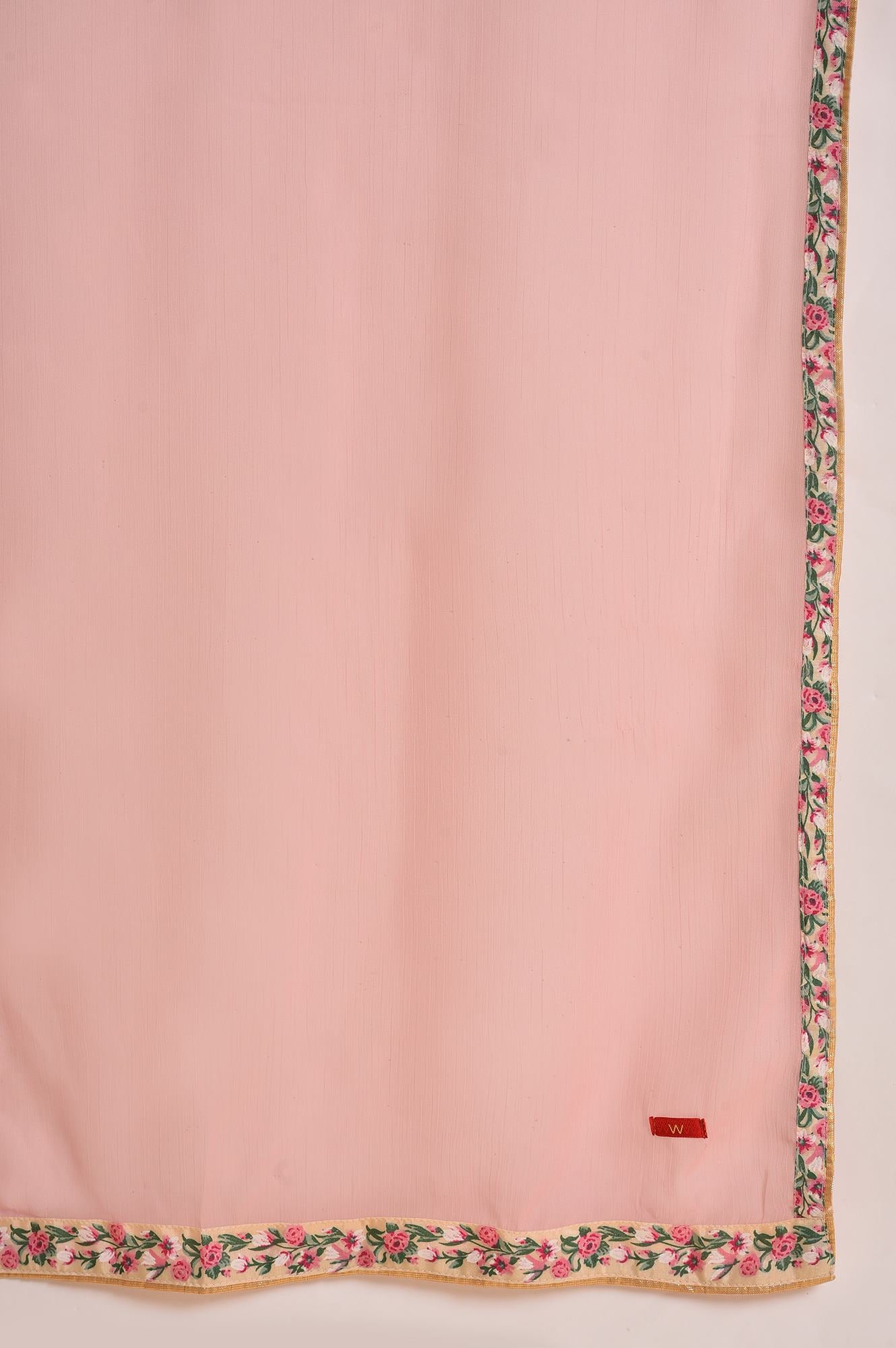 Light Pink Dupatta With Printed Border