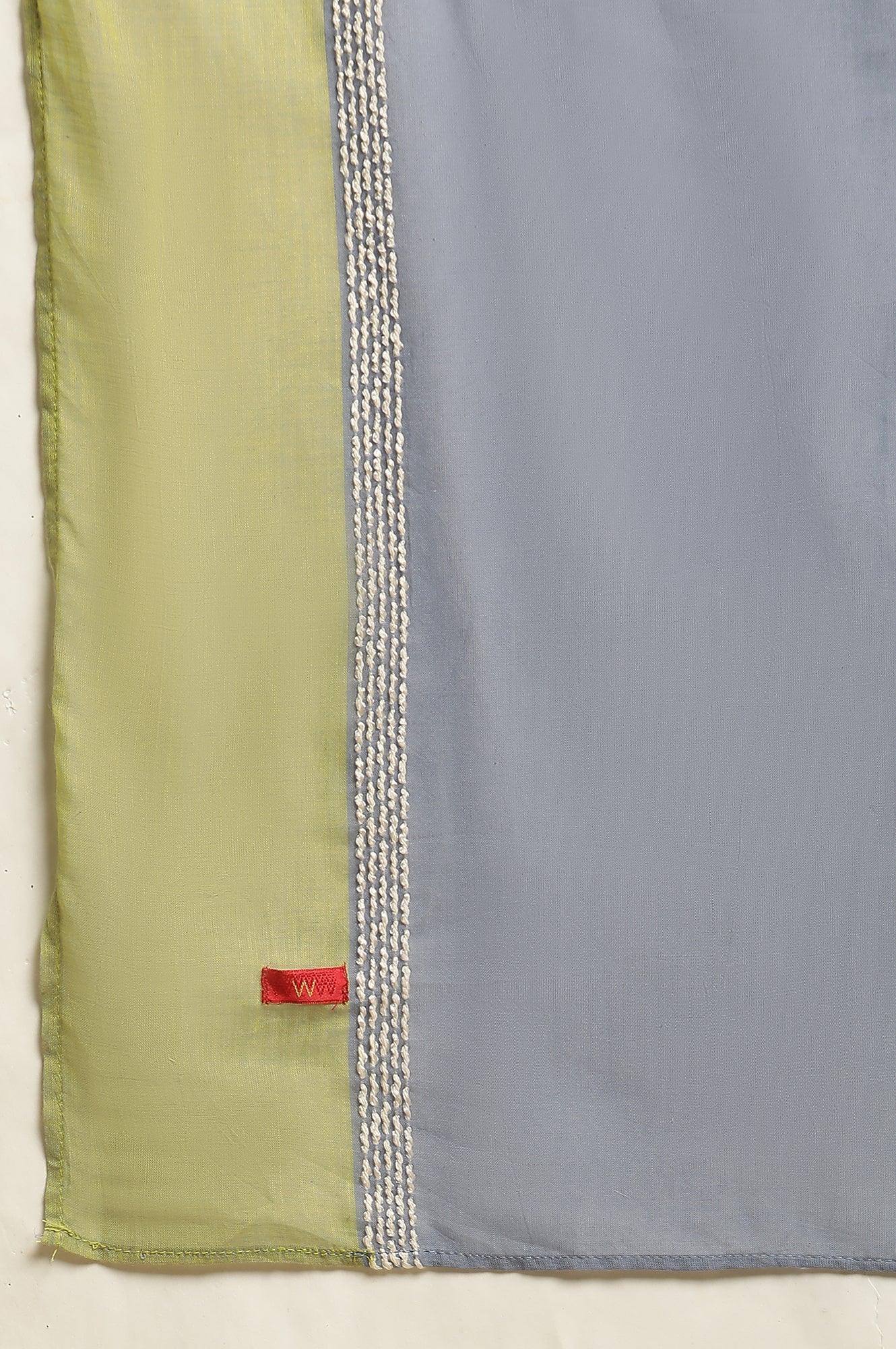 Celery Green And Blue Colour Block Dupatta - wforwoman