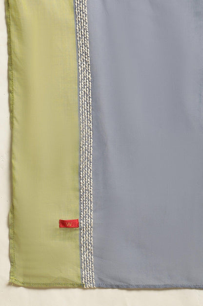 Celery Green And Blue Colour Block Dupatta - wforwoman
