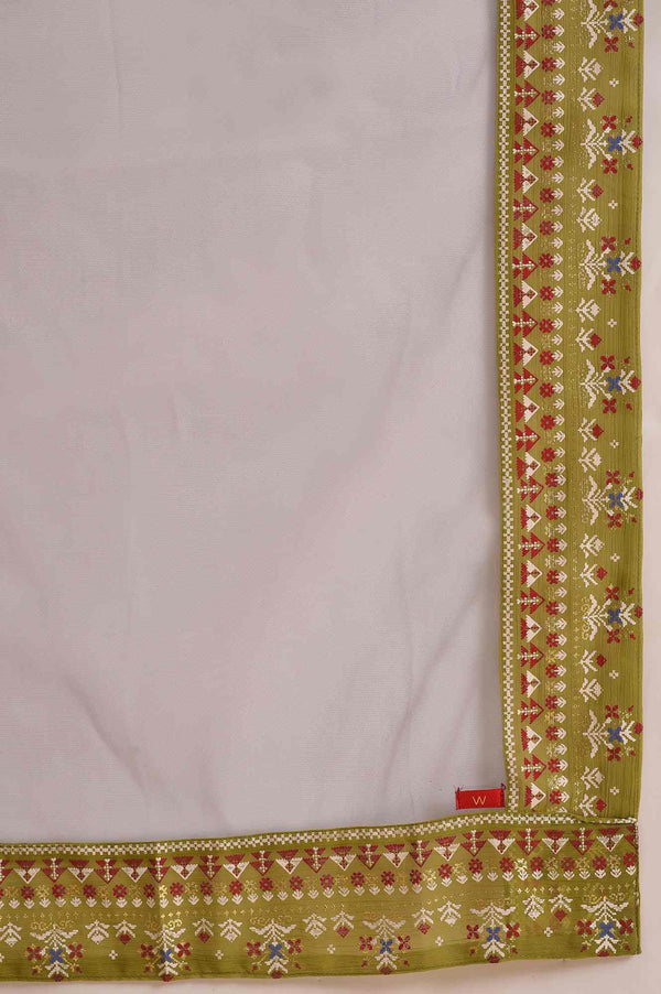 Blue Net Dupatta With Printed Border