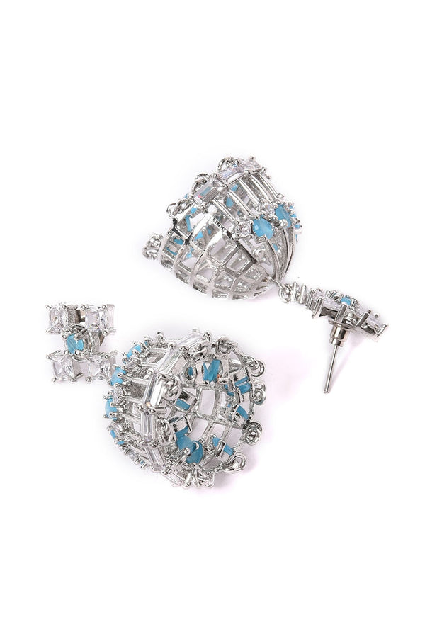 Blue & White Gold Festive Ethnic Jhumkas