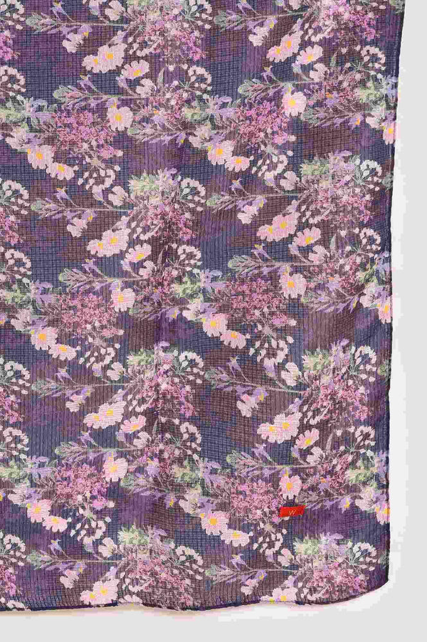 Purple Floral Printed Kurta, Pants & Dupatta Set