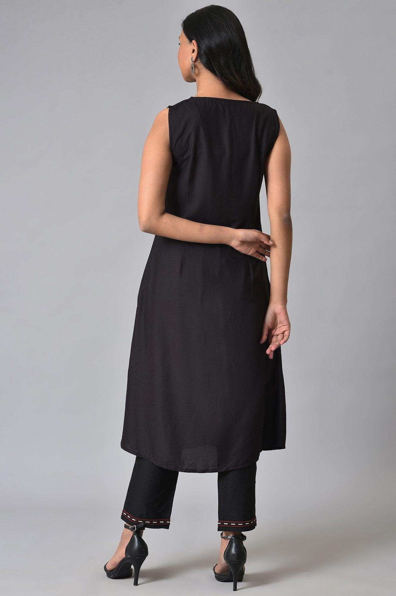 Black Kota Jacket And kurta Set - wforwoman