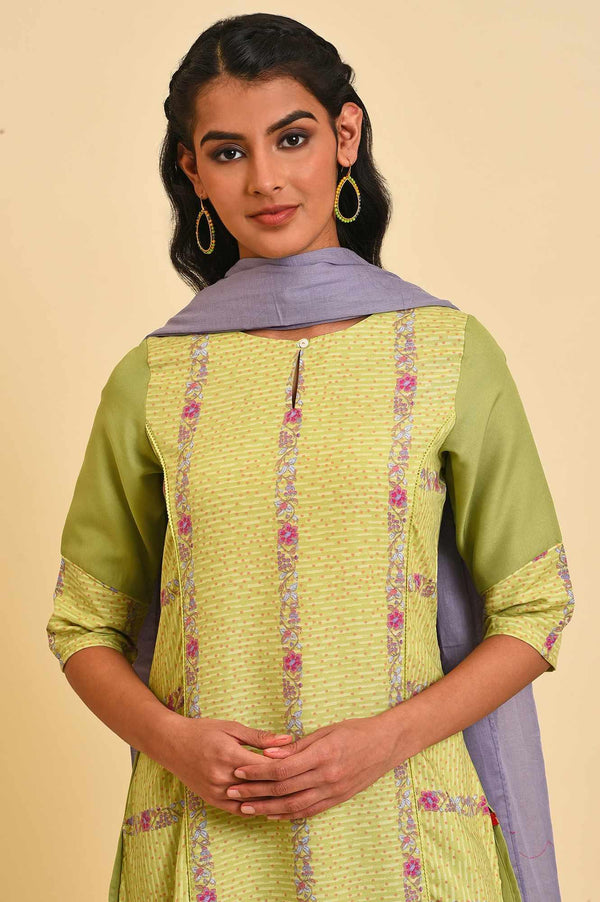 Green Floral Printed kurta Set