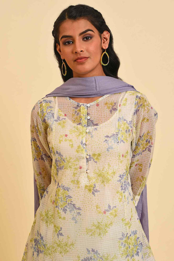 Ecru Kota Floral kurta Set