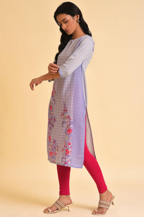 Purple Print Mix kurta & Tights Set