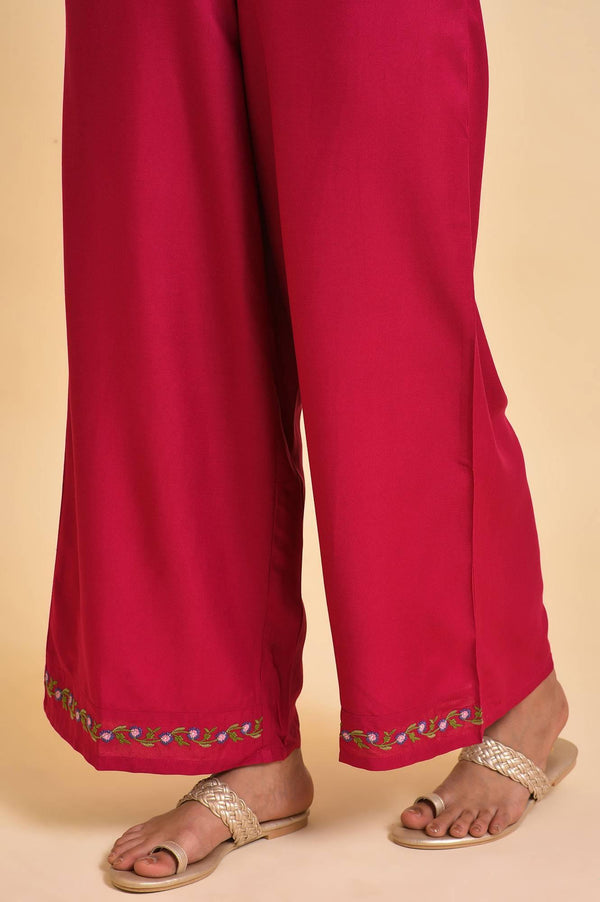 Green Embroidered kurta, Parallel Pants & Dupatta Set