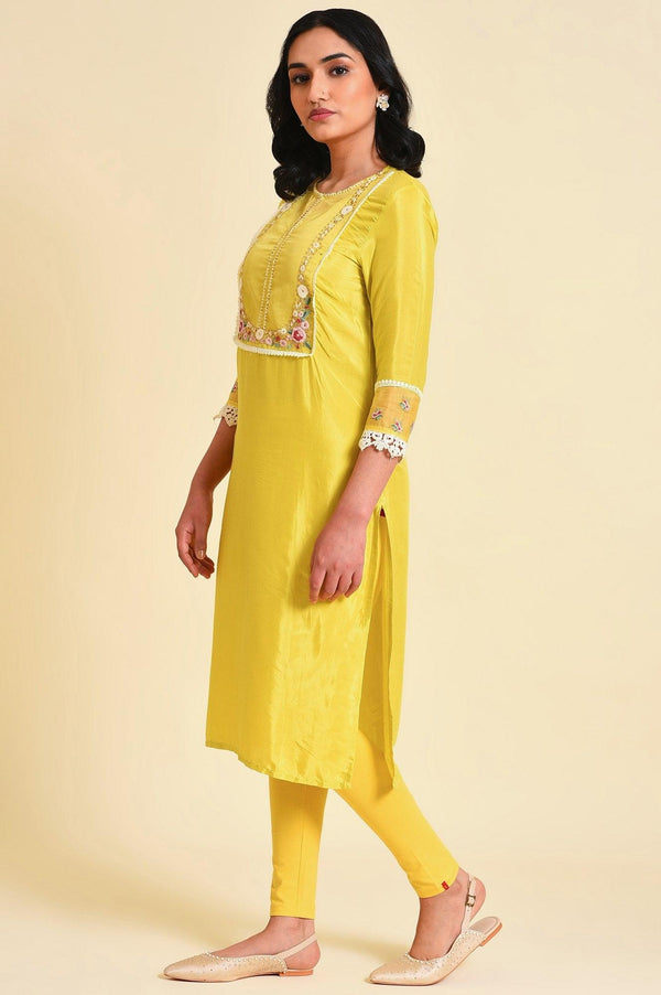 Yellow Embroidered Plus Size kurta Set