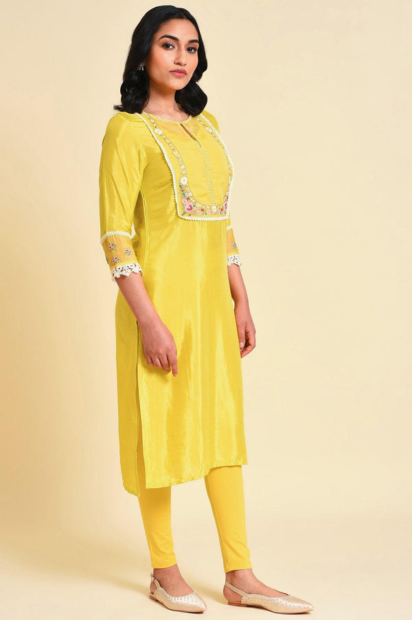 Yellow Embroidered Plus Size kurta Set