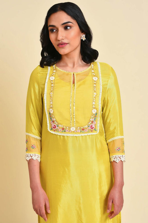 Yellow Embroidered Plus Size kurta Set
