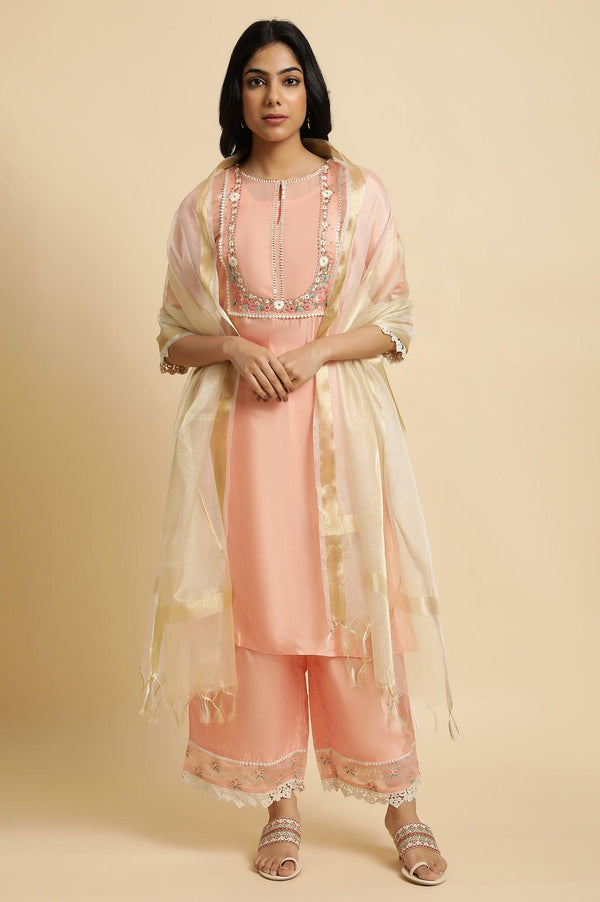 Pink Embroidered Plus Size kurta Set