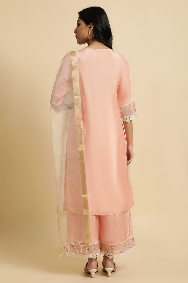 Pink Embroidered Plus Size kurta Set