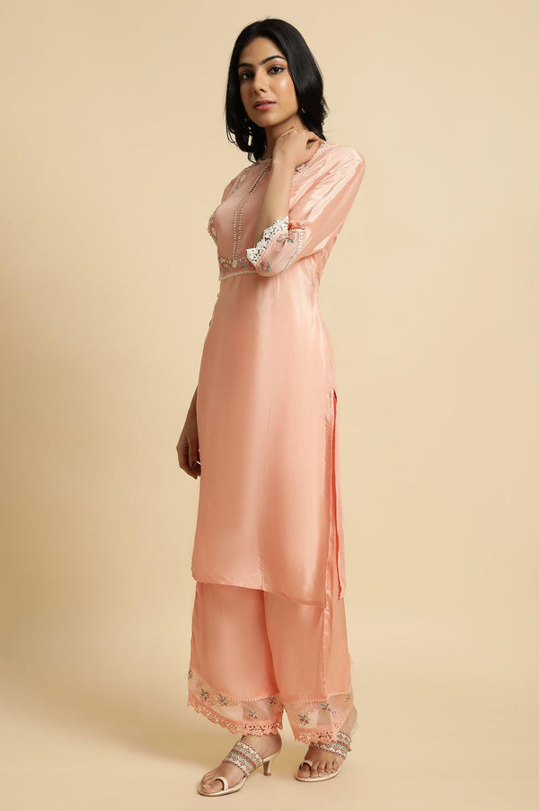 Pink Embroidered Plus Size kurta Set