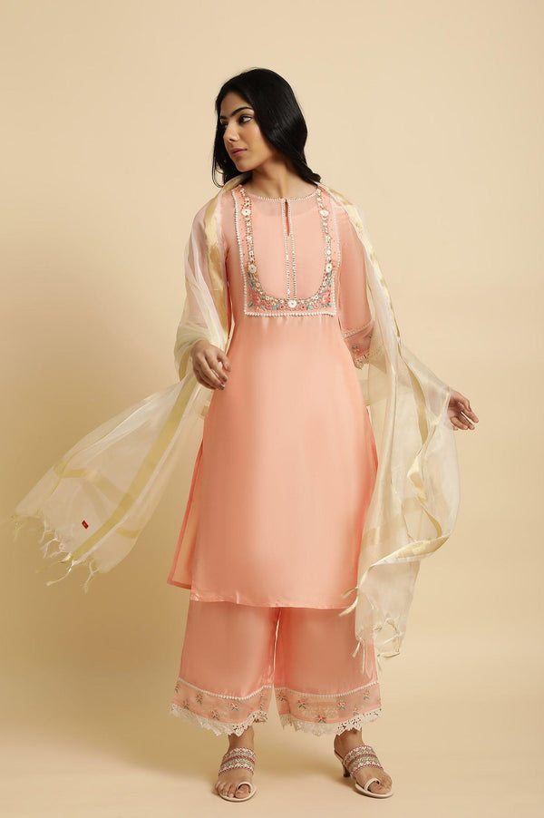 Pink Embroidered Plus Size kurta Set