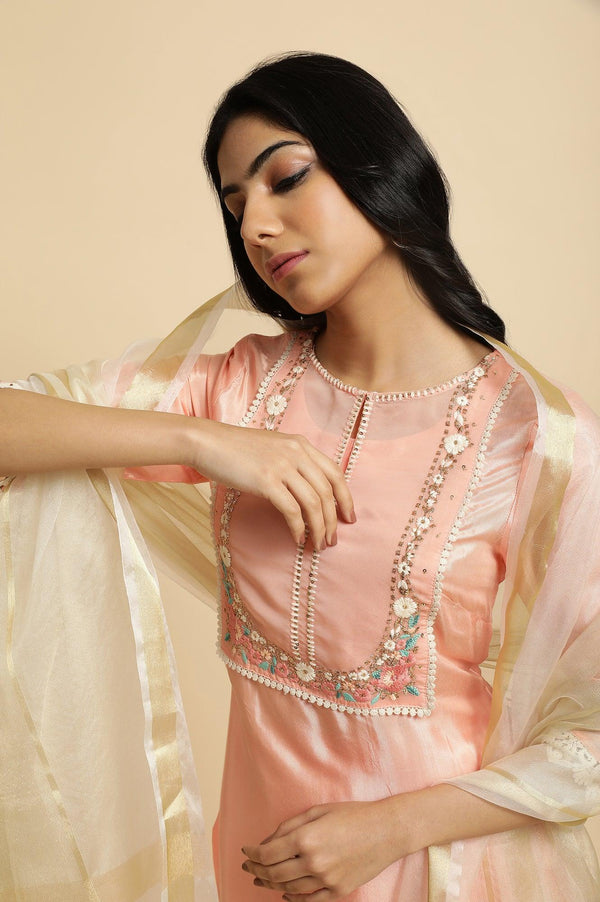 Pink Embroidered Plus Size kurta Set
