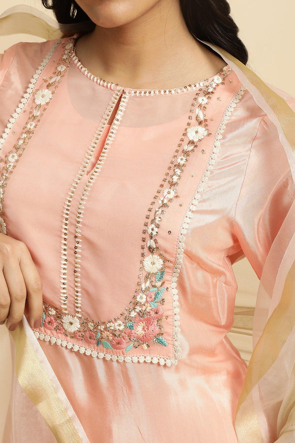 Pink Embroidered Plus Size kurta Set