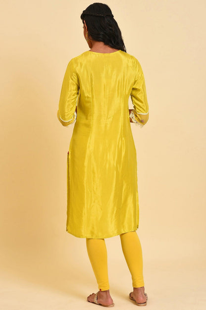 Yellow Embroidered Festive kurta Set - wforwoman