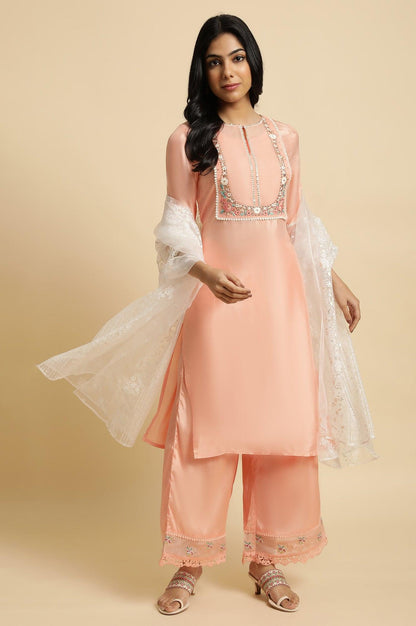 Pink Embroidered kurta Set - wforwoman