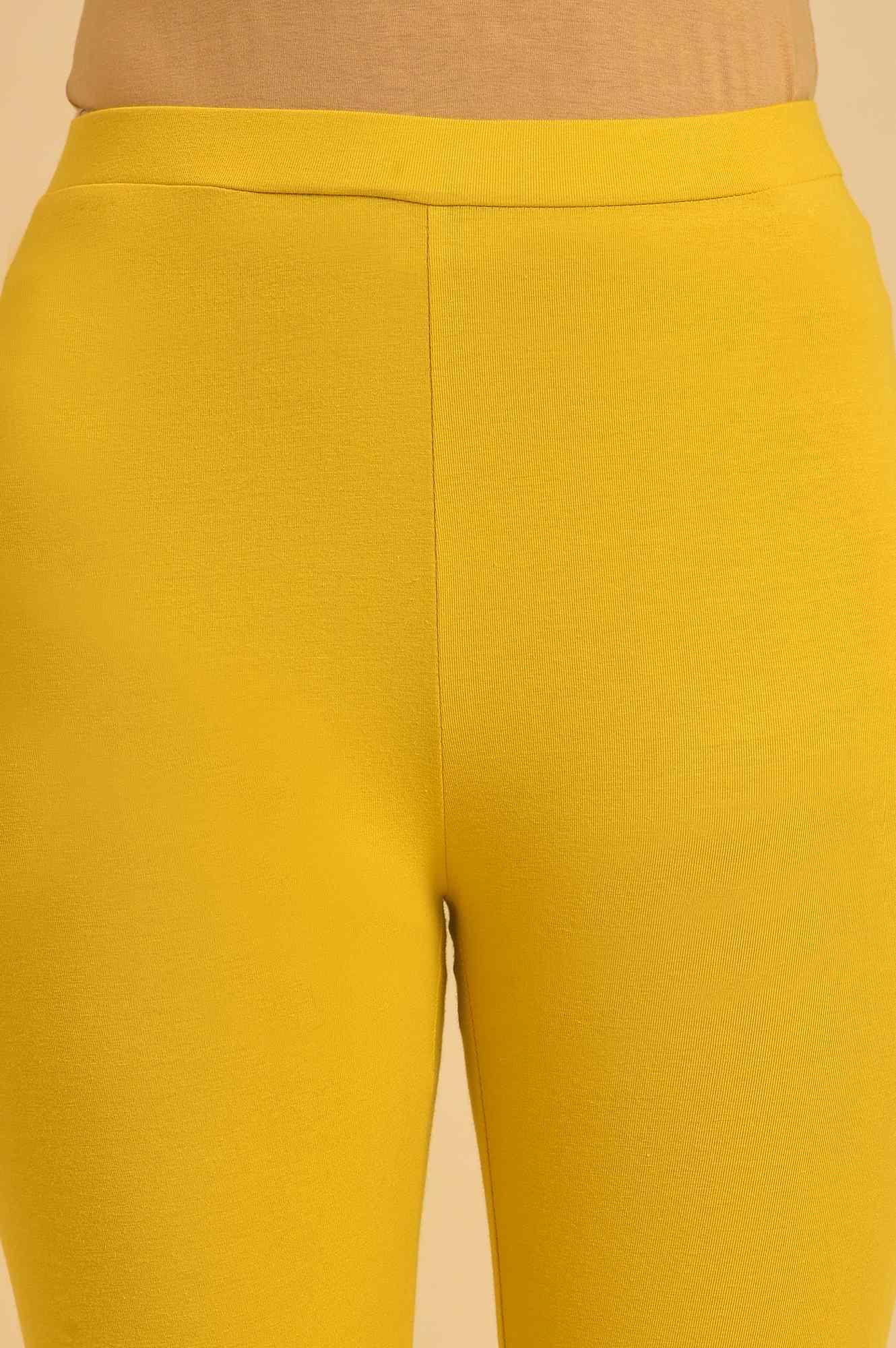 Yellow Printed kurta, Tights &amp; Dupatta Set - wforwoman