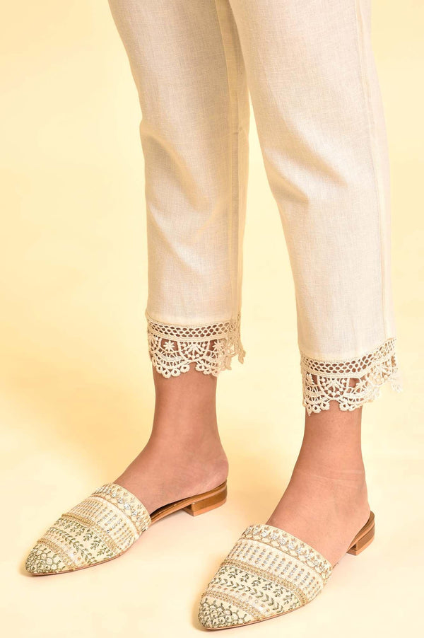 Ecru Embellished Festive Kurta, Pants And Dupatta Set