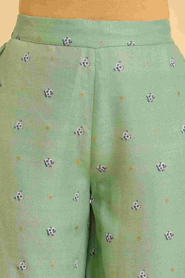 Light Green Printed kurta, Parallel Pants & Dupatta Set