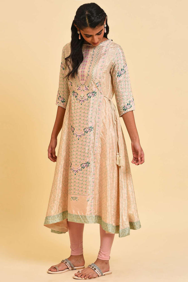 Beige Festive Asymmetric kurta Set