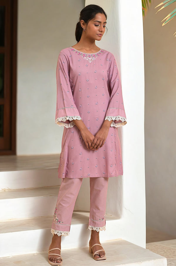 Light Purple Short kurta Set