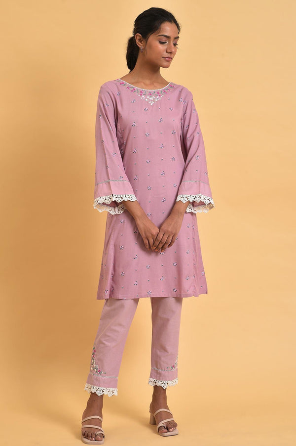 Light Purple Plus Size Short kurta Set