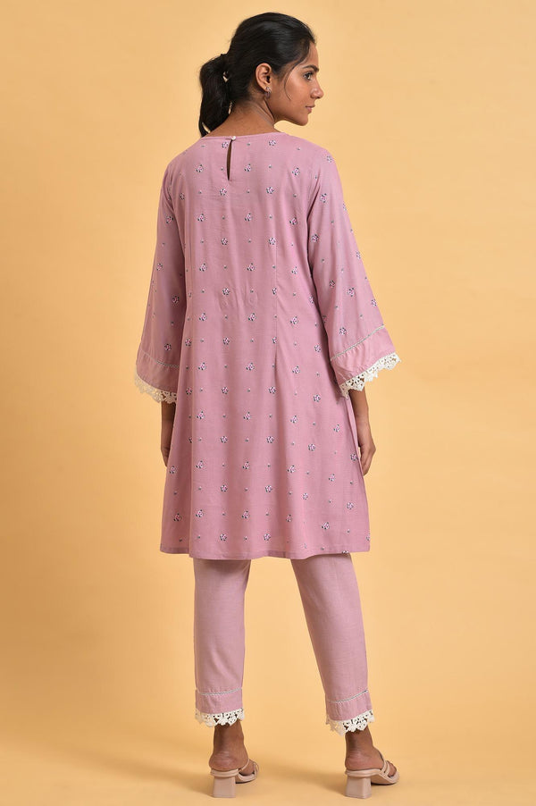 Light Purple Plus Size Short kurta Set