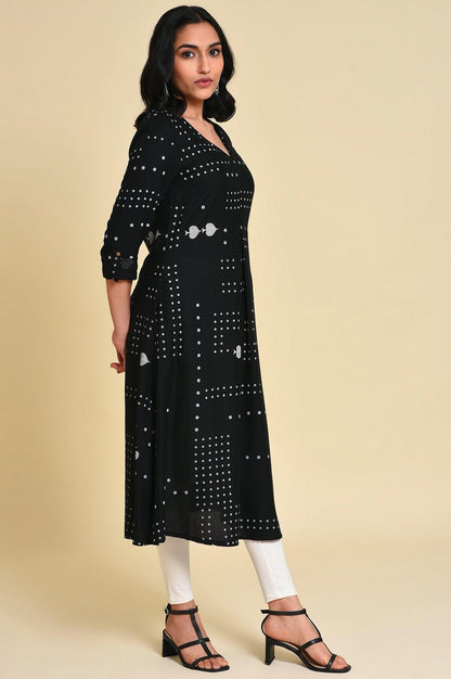 Black Spade Print kurta Set - wforwoman