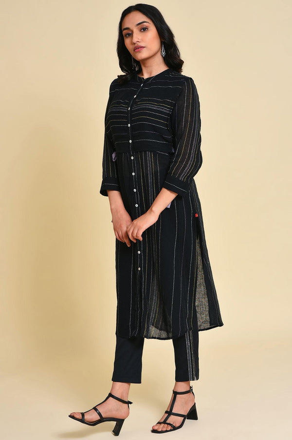 Black Mock Vest kurta Set