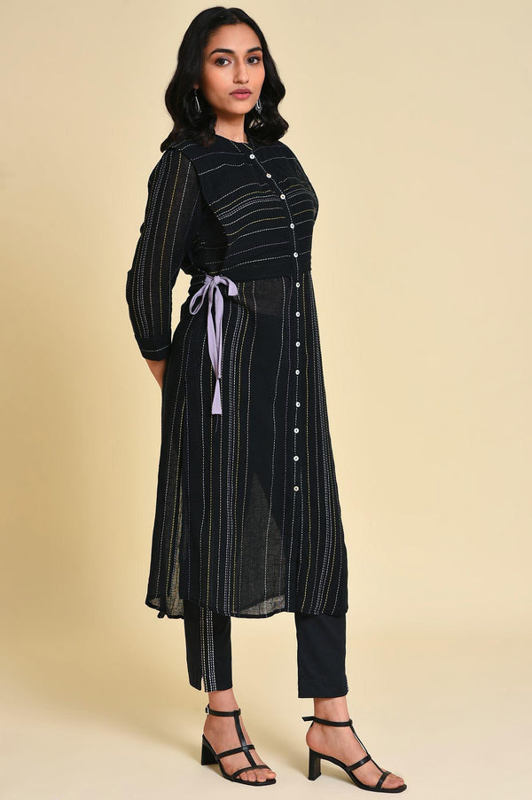 Black Mock Vest kurta Set