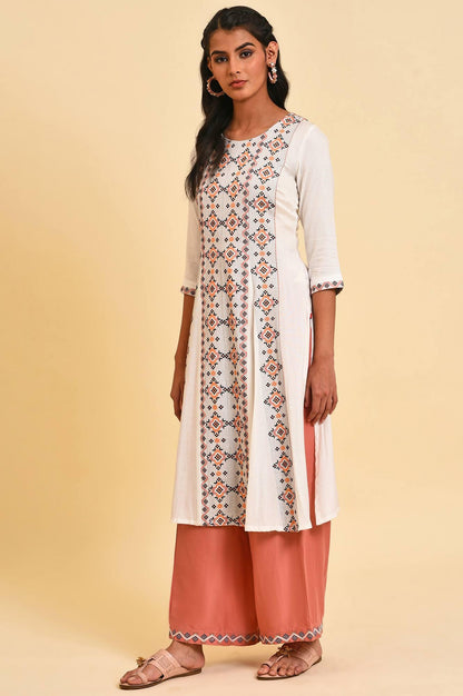 Ecru Printed Summer kurta Set - wforwoman