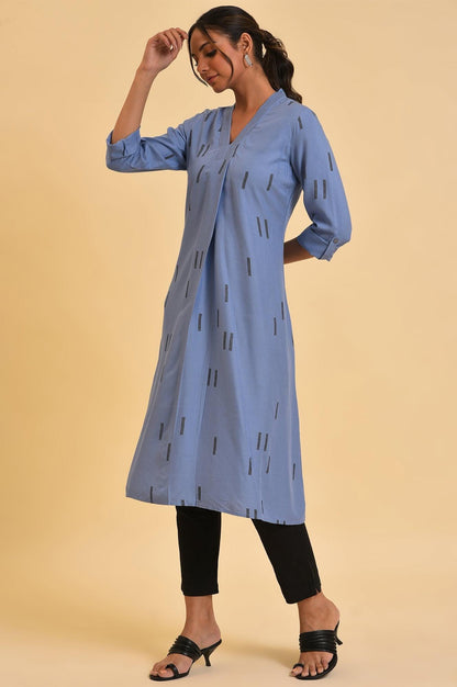 Blue Geometric Print kurta &amp; Pants Set - wforwoman