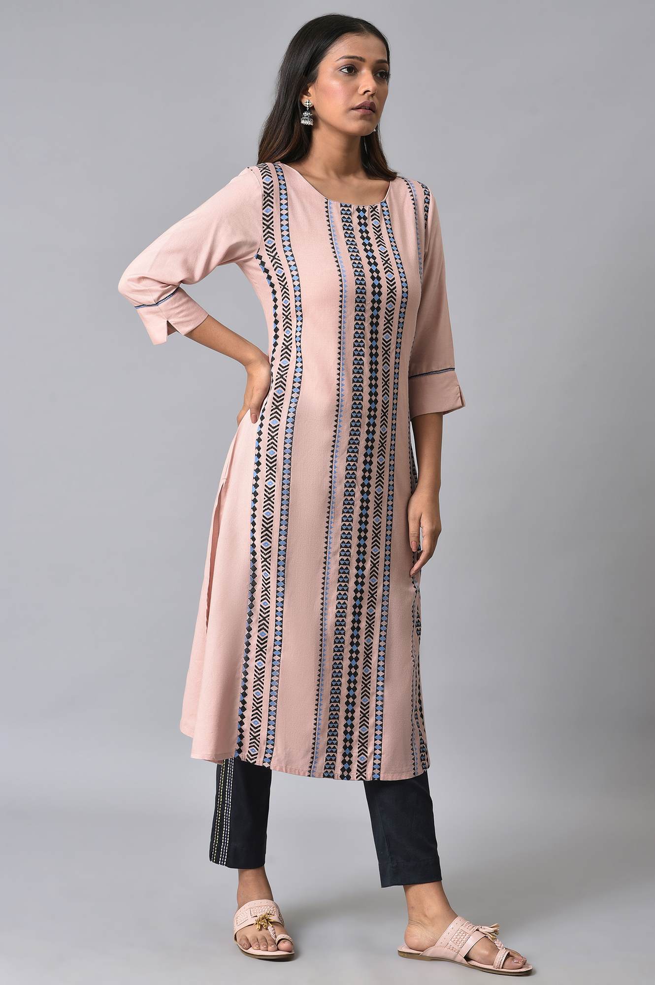 Pink Printed kurta Set