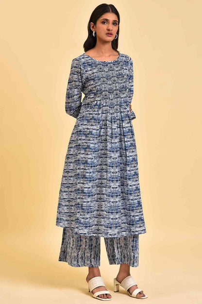 Blue Printed Contemporary Co-Ord Set - wforwoman