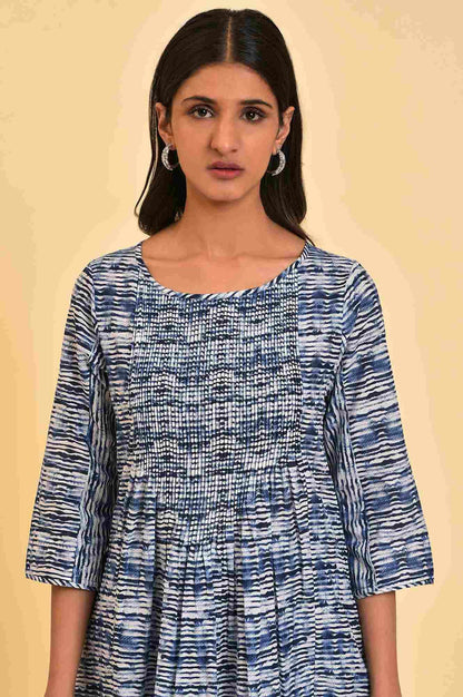 Blue Printed Contemporary Co-Ord Set - wforwoman