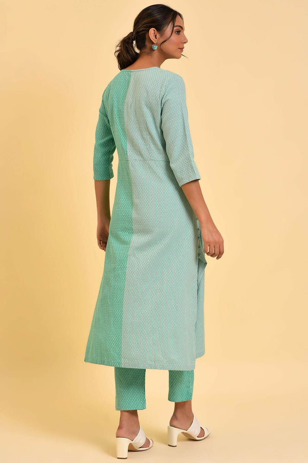 Light Green Tone Cotton kurta & Slim Pants Co-Ord Set