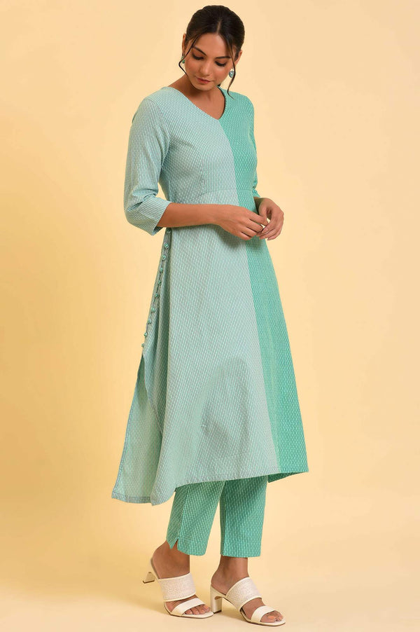 Light Green Tone Cotton kurta & Slim Pants Co-Ord Set