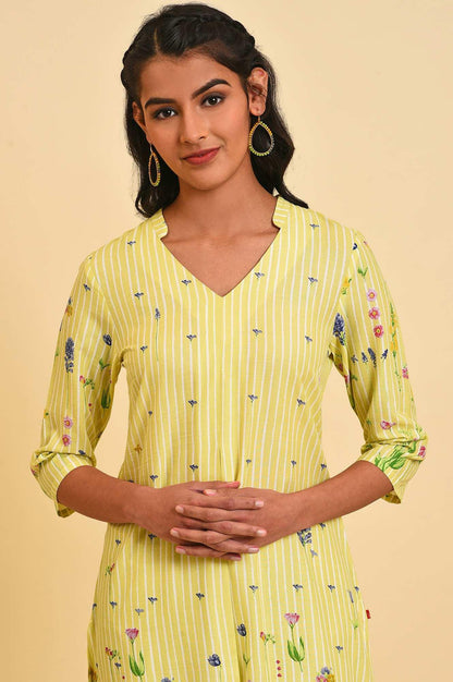 Green Floral Print Summer kurta Set - wforwoman