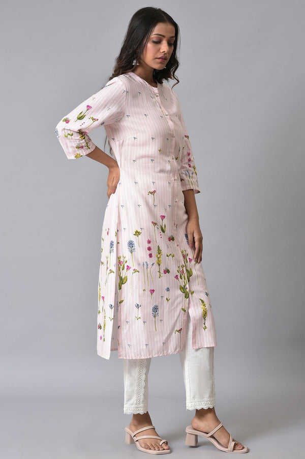 Light Pink Floral Printer Summer kurta Set