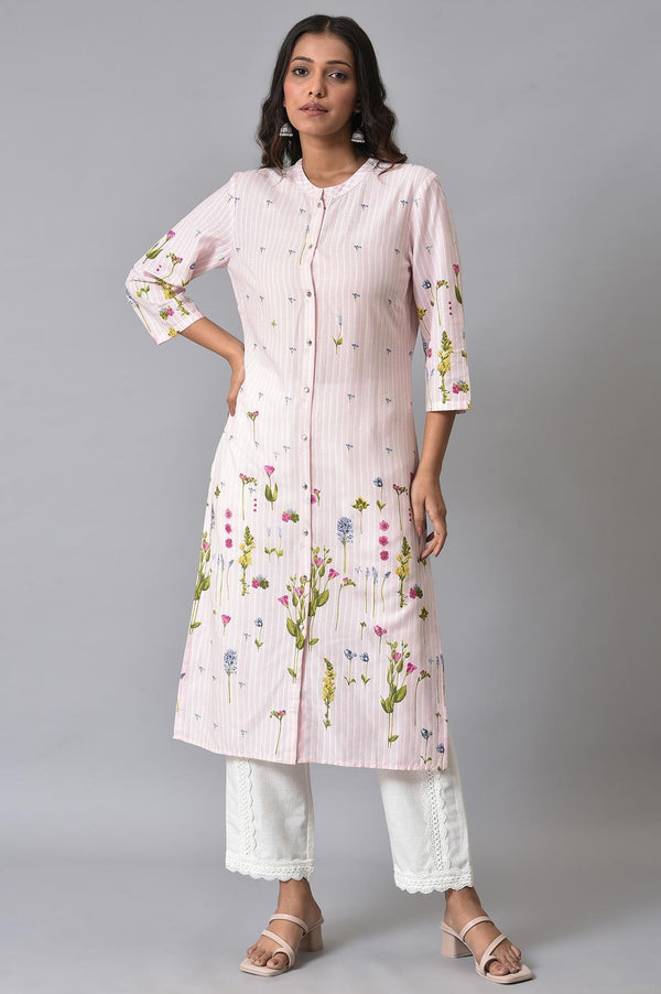 Light Pink Floral Printer Summer kurta Set