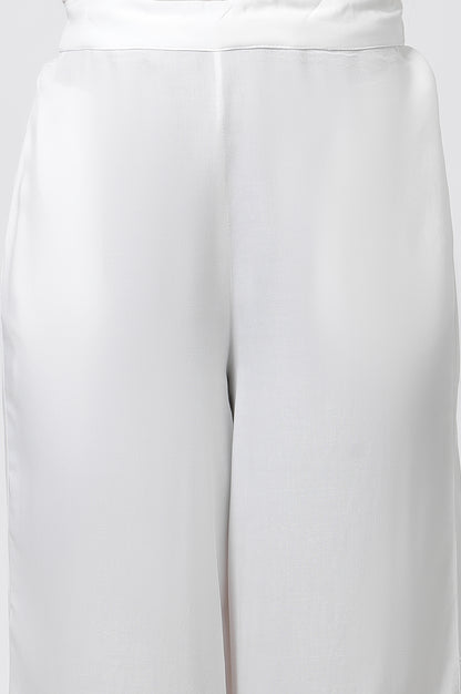 Pink Floral Printed A-Line Kurta, Pants And Kota Dupatta Set