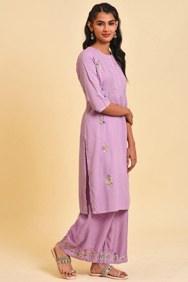 Ligh Purple Embroidered kurta Set