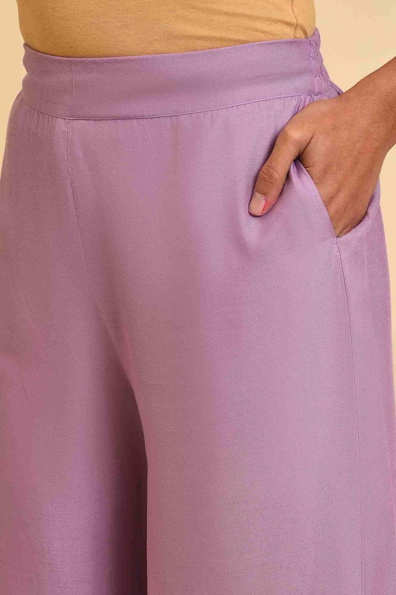 Ligh Purple Embroidered kurta Set - wforwoman