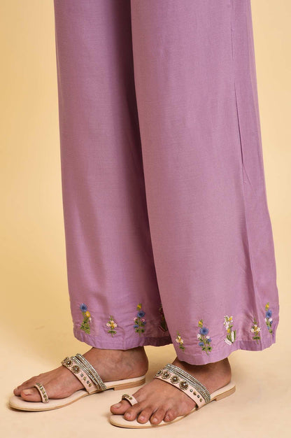 Ligh Purple Embroidered kurta Set - wforwoman