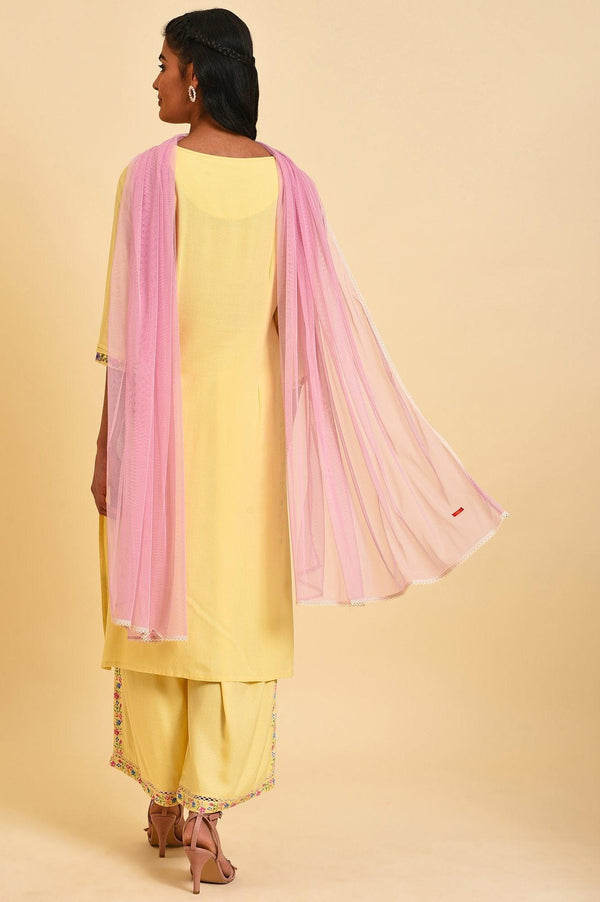 Light Yellow Embroidered kurta Set